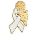 White Ribbon Angel Pin